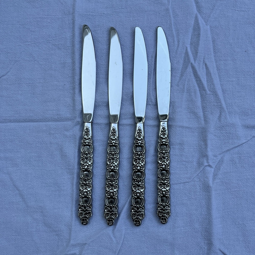 Oneida Viola Silverware Set 11pc Stainless Flatware Floral Pierced Silver Tone